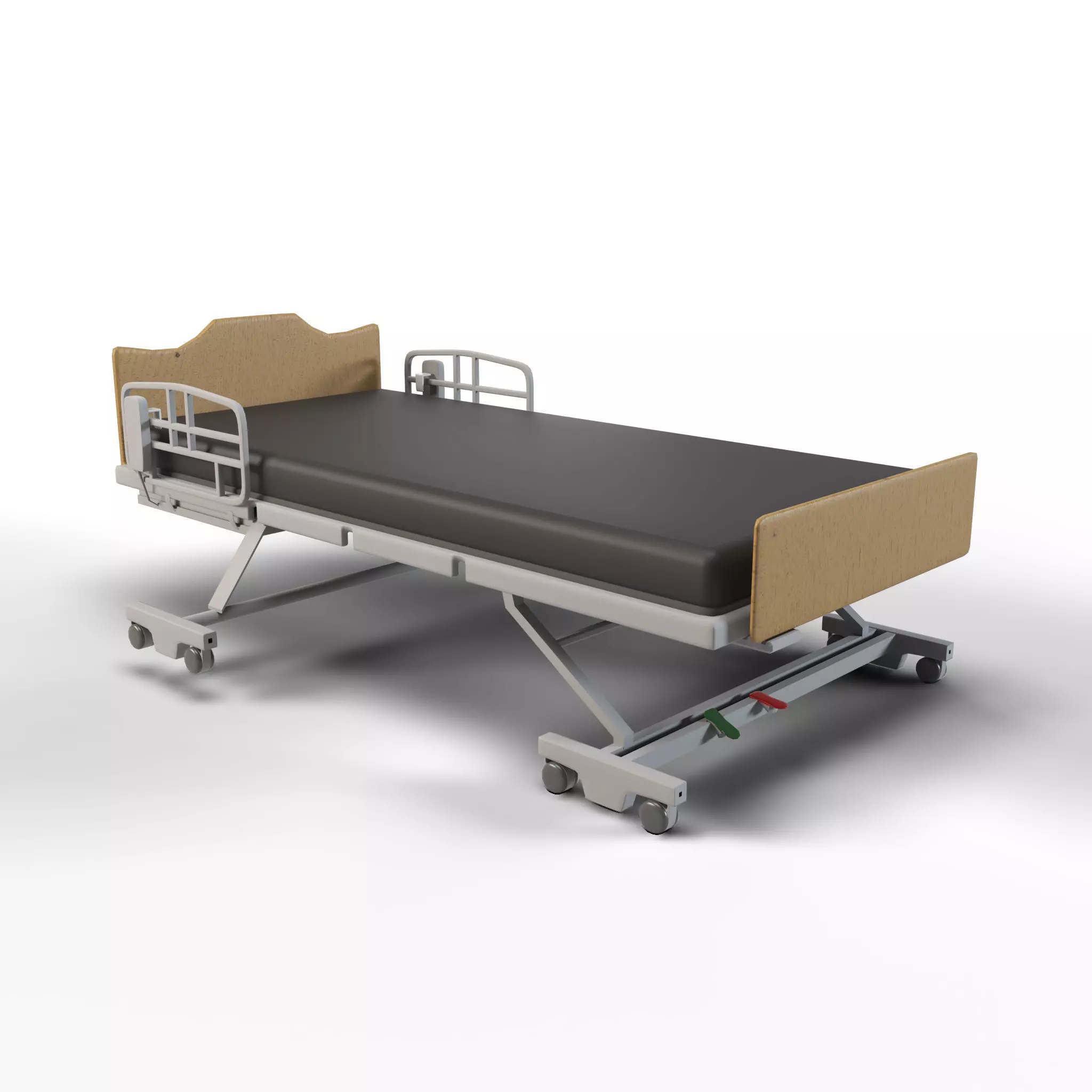 Hospital patient bed Low-poly 3D model_0