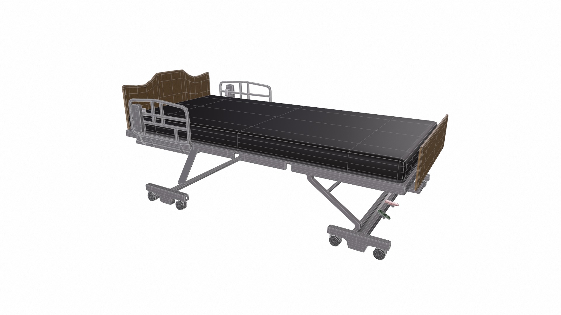Hospital patient bed Low-poly 3D model_6