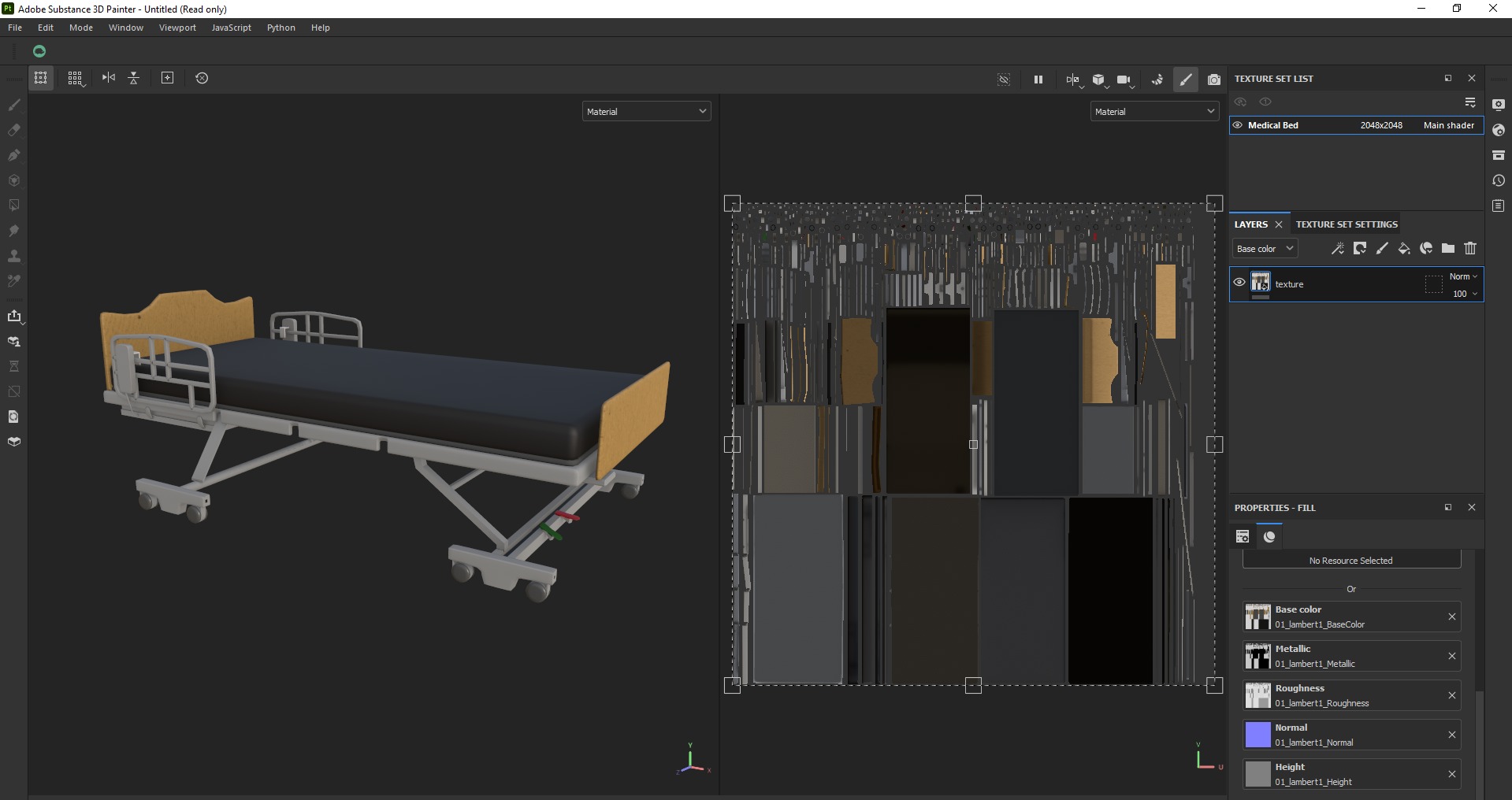 Hospital patient bed Low-poly 3D model_19