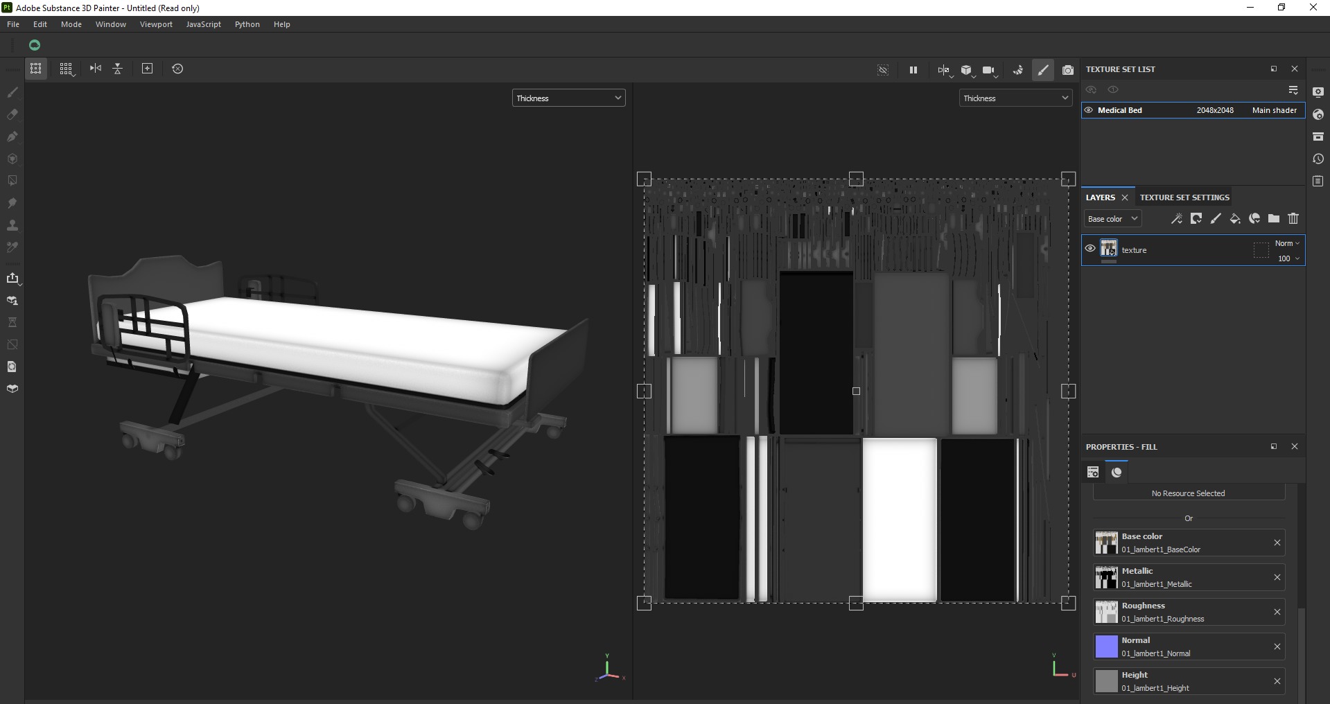 Hospital patient bed Low-poly 3D model_26