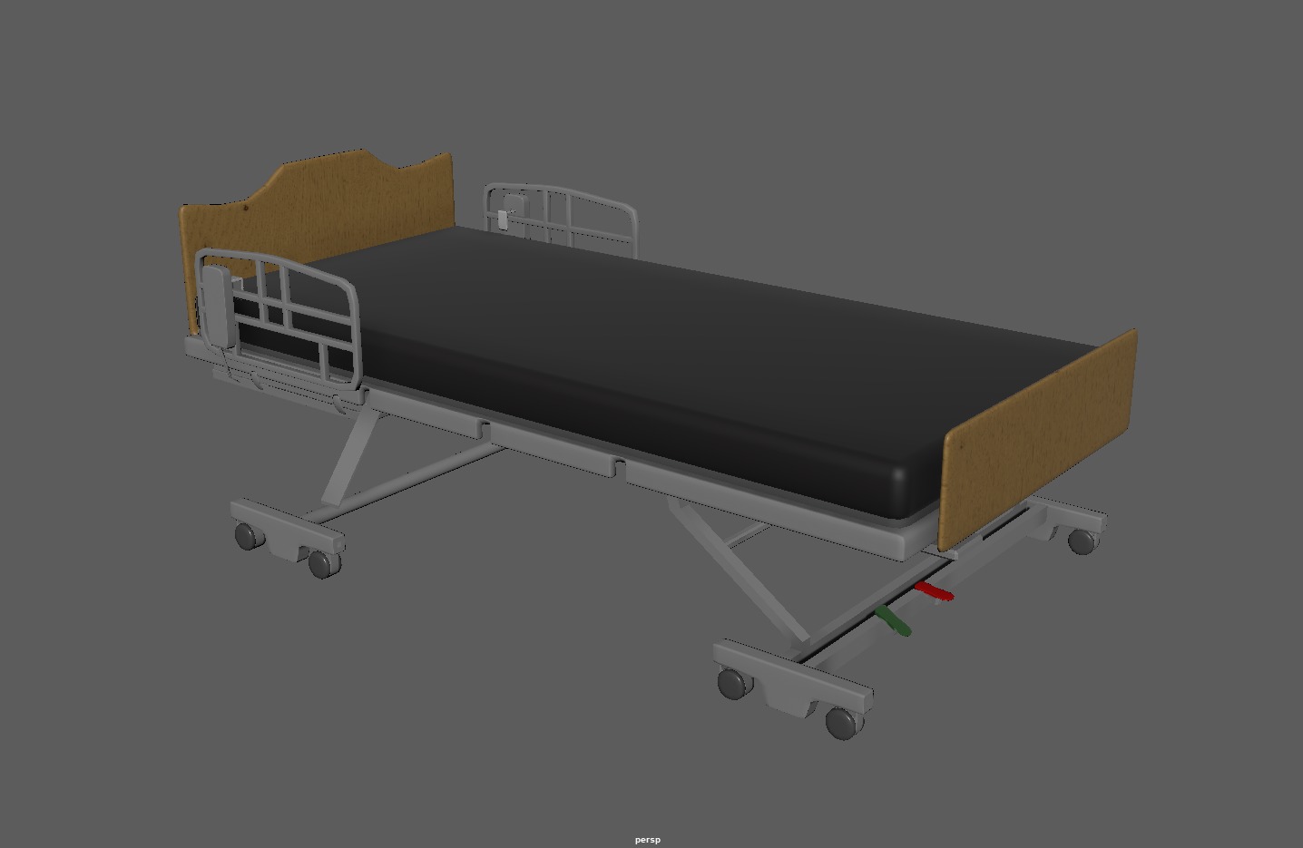 Hospital patient bed Low-poly 3D model_7