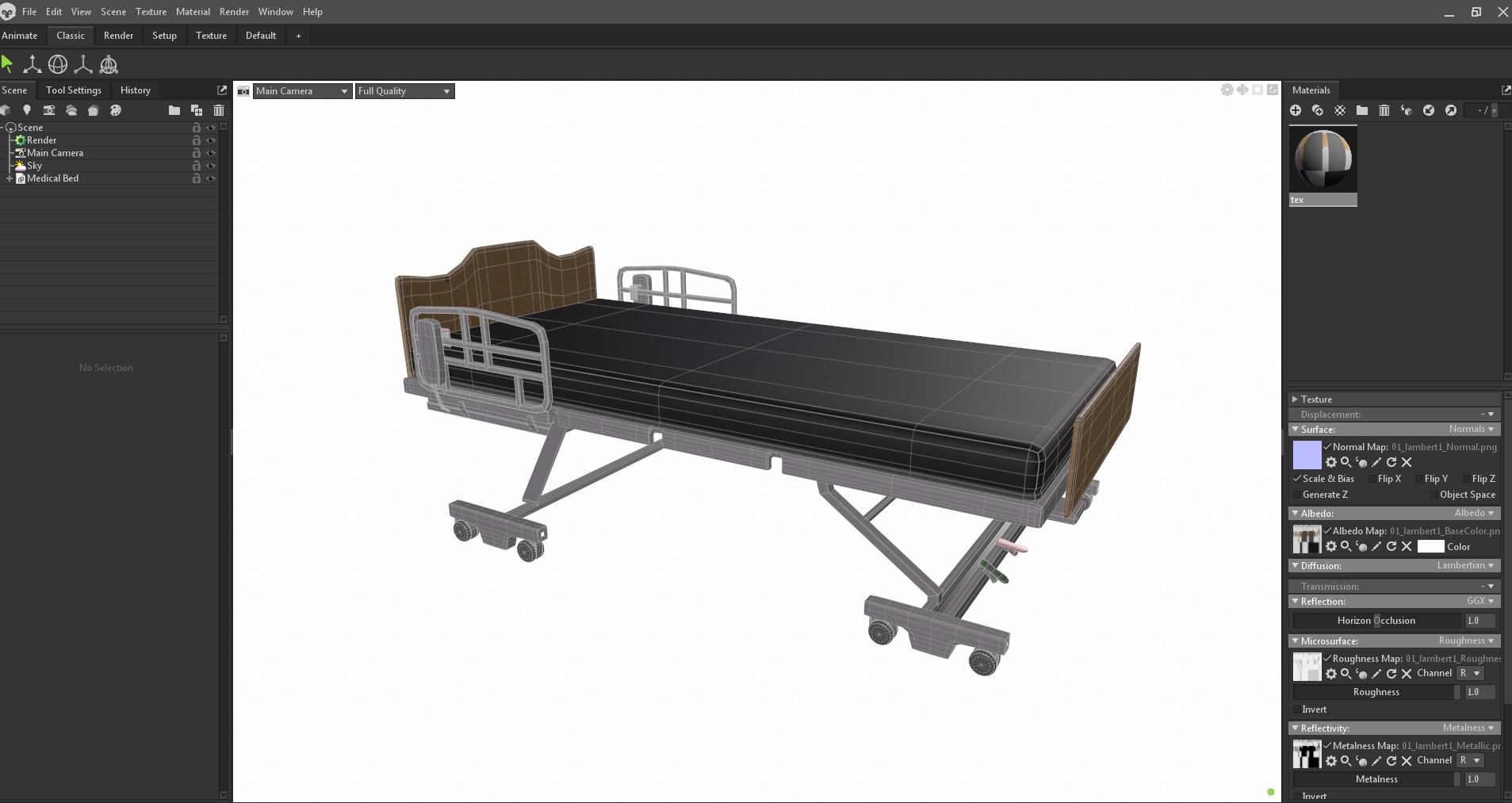 Hospital patient bed Low-poly 3D model_28