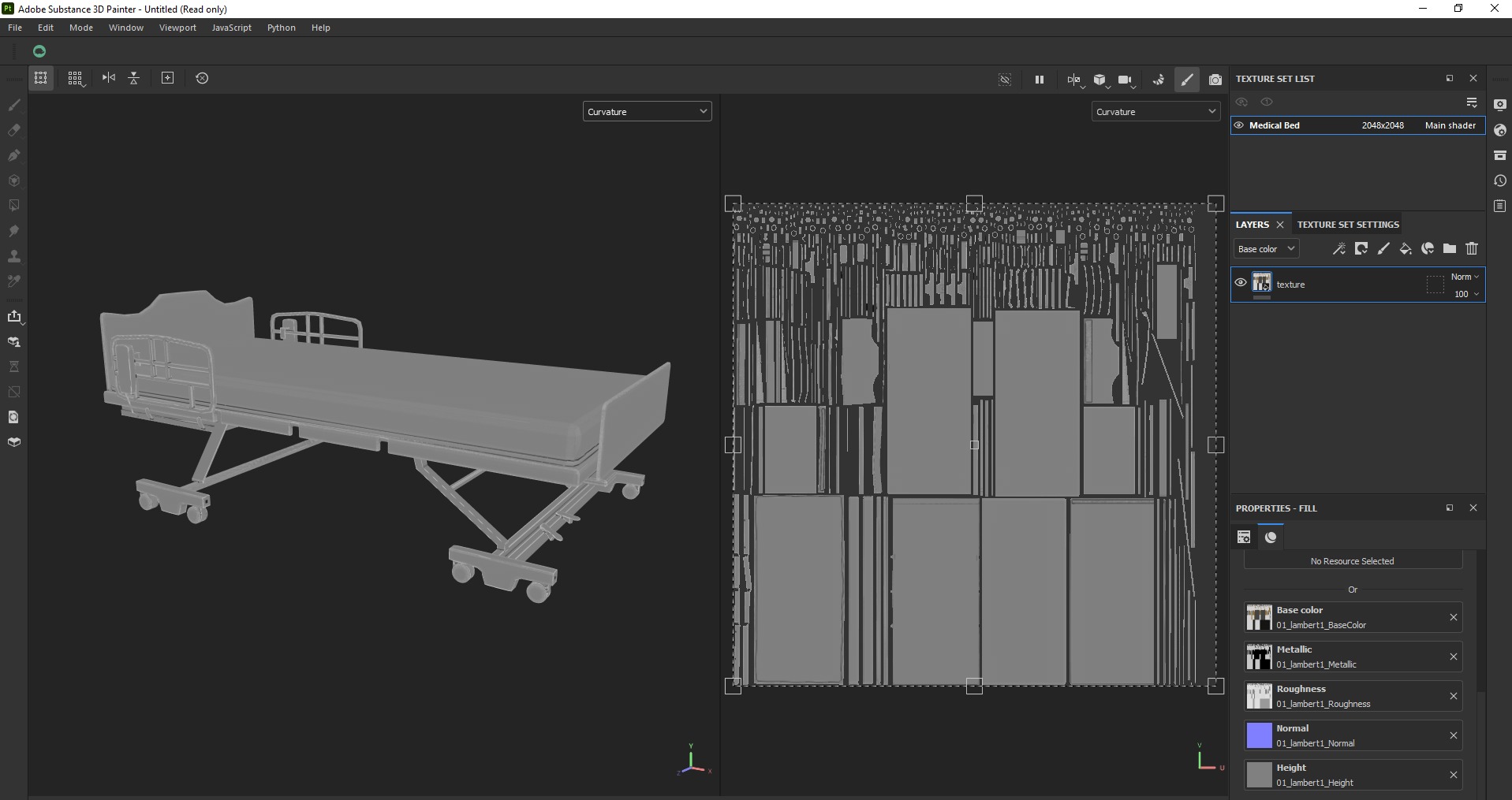 Hospital patient bed Low-poly 3D model_24