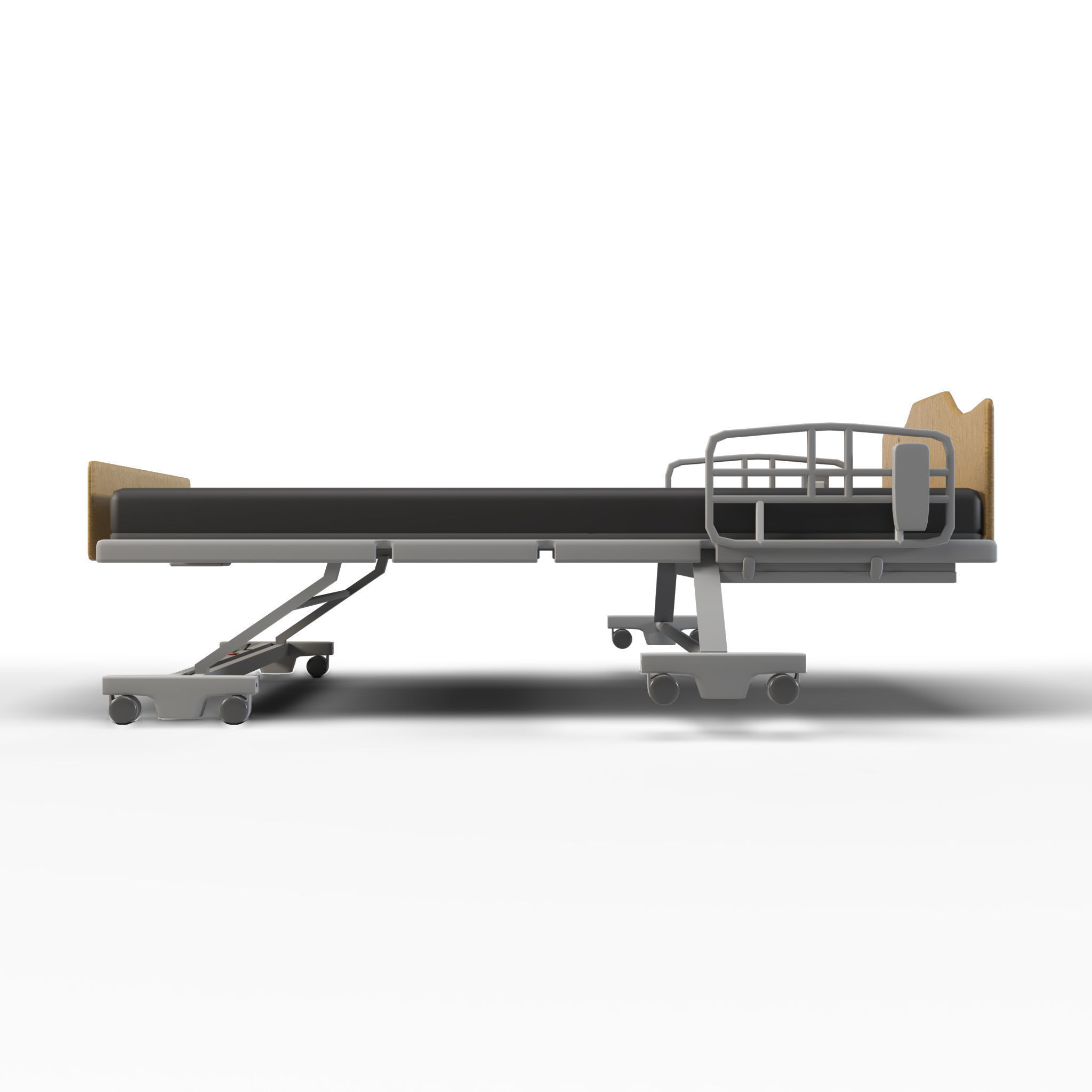 Hospital patient bed Low-poly 3D model_2