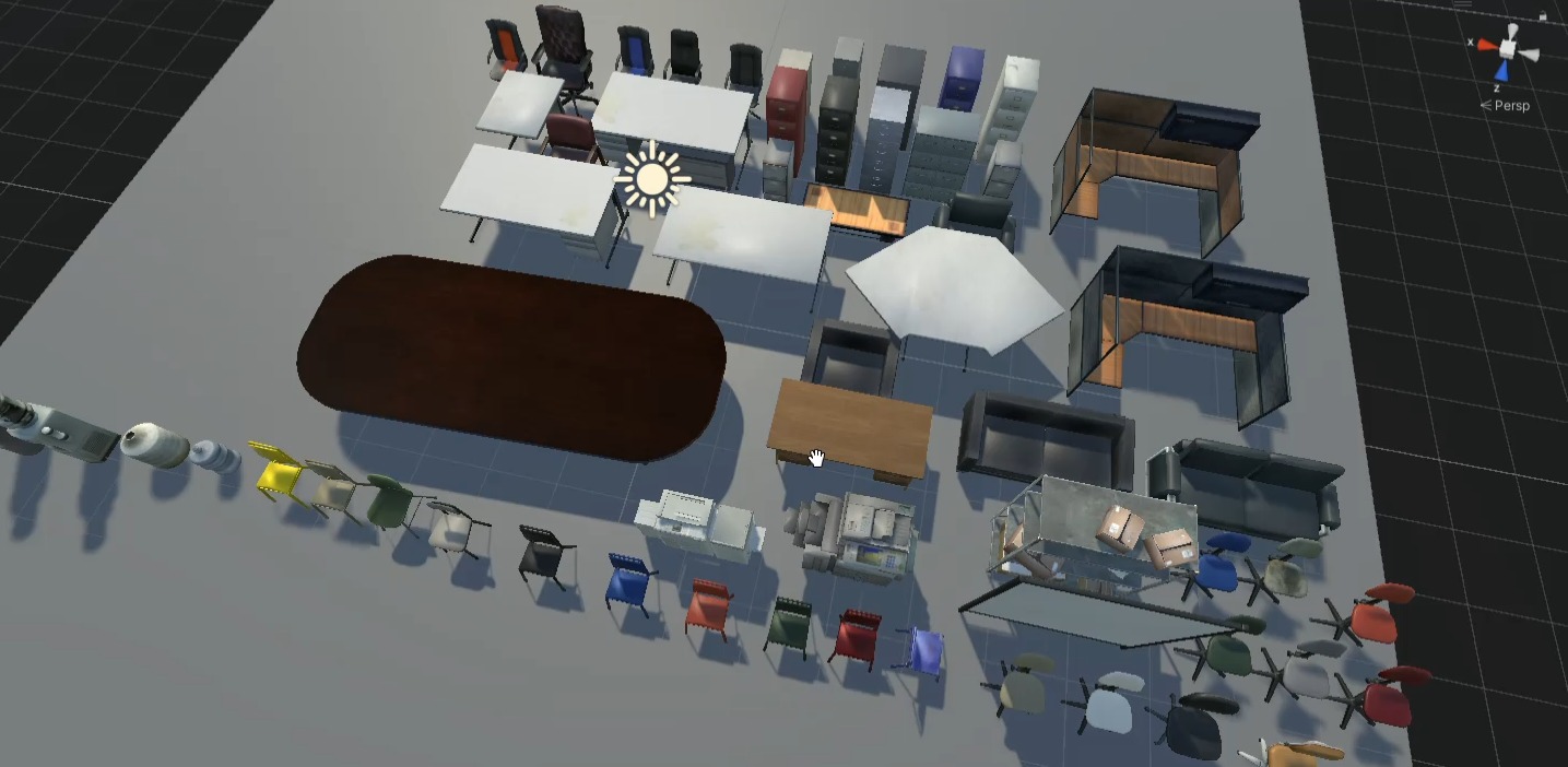 Office Furniture Pack 3D Model Low-poly 3D model_4