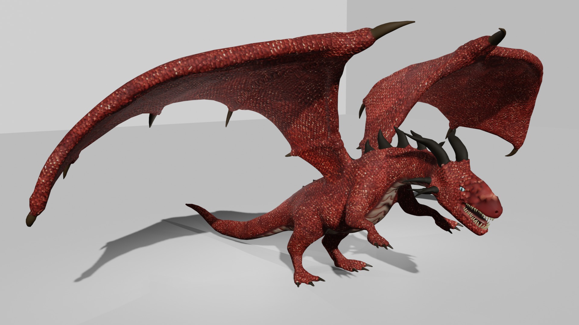 Red Scaled Dragon 3D Character Low-poly 3D model_1