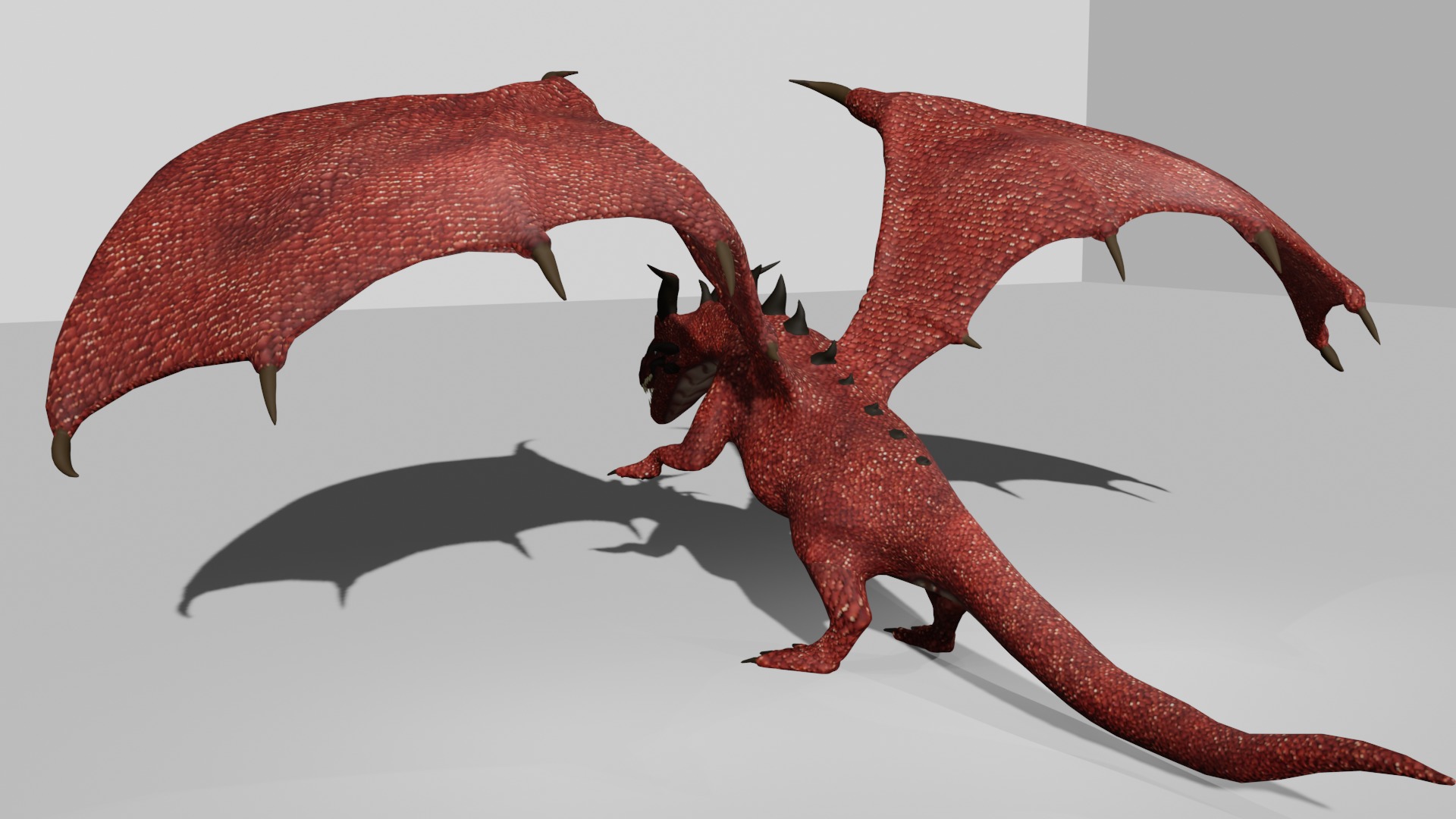 Red Scaled Dragon 3D Character Low-poly 3D model_3