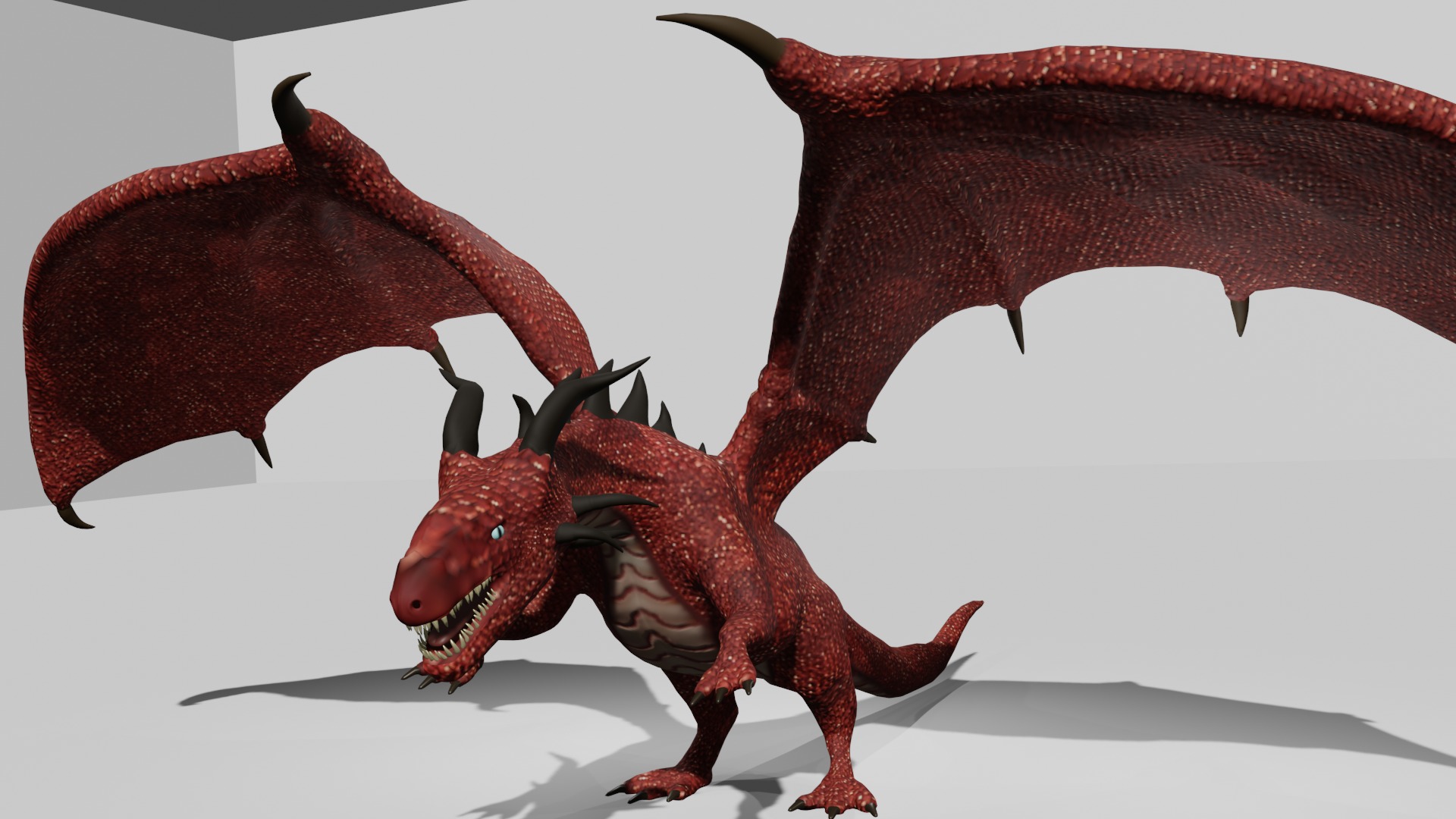 Red Scaled Dragon 3D Character Low-poly 3D model_6