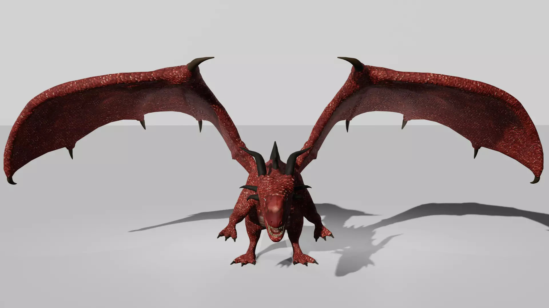 Red Scaled Dragon 3D Character Low-poly 3D model_0