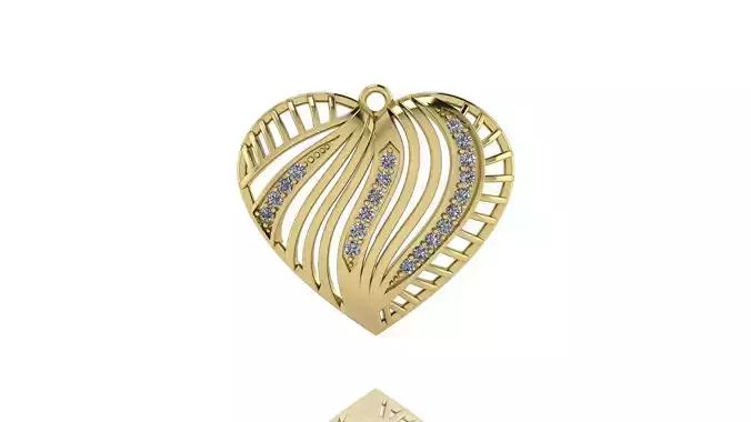Heart Pendant With Diamonds 3D print model