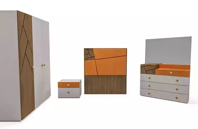 kids room furniture set 3D model