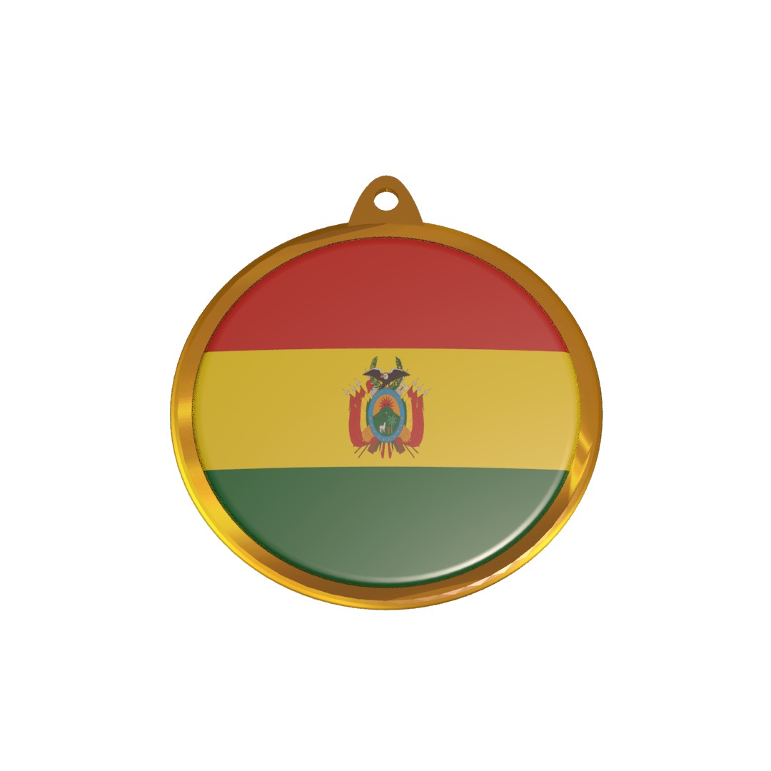 Bolivia Flag Medal Badge 3D model_4