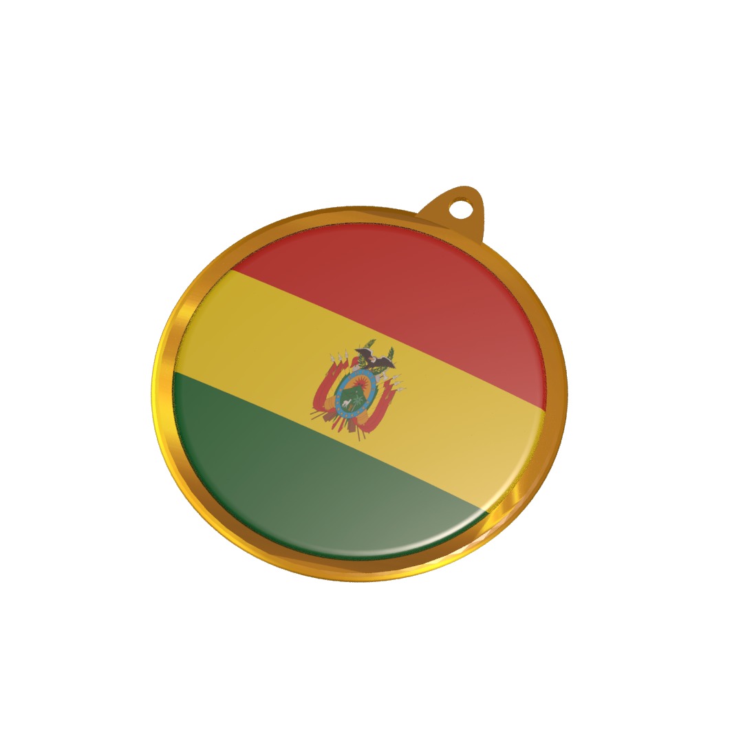 Bolivia Flag Medal Badge 3D model_1