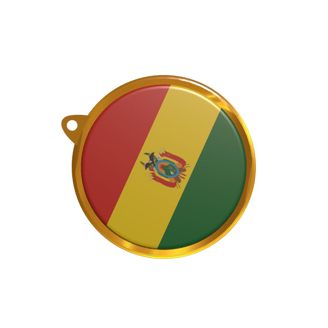 Bolivia Flag Medal Badge 3D model_2