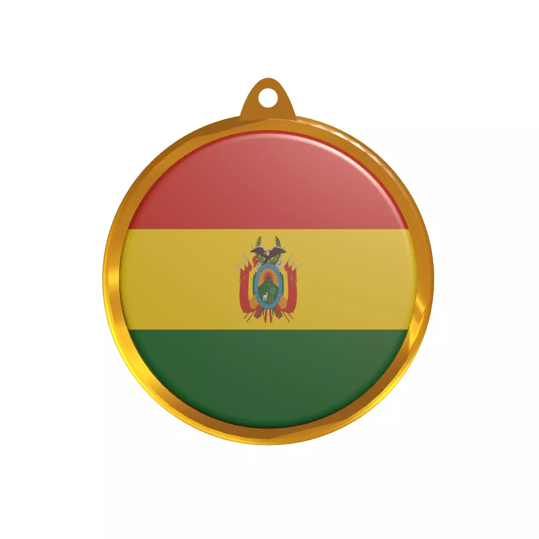 Bolivia Flag Medal Badge 3D model_0