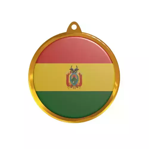 Bolivia Flag Medal Badge 3D model