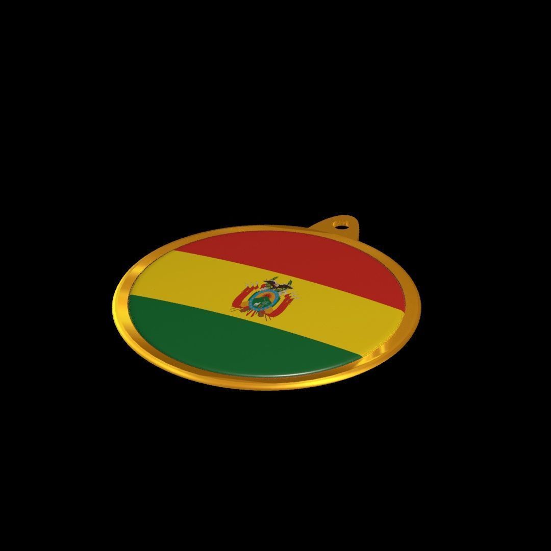 Bolivia Flag Medal Badge 3D model_24