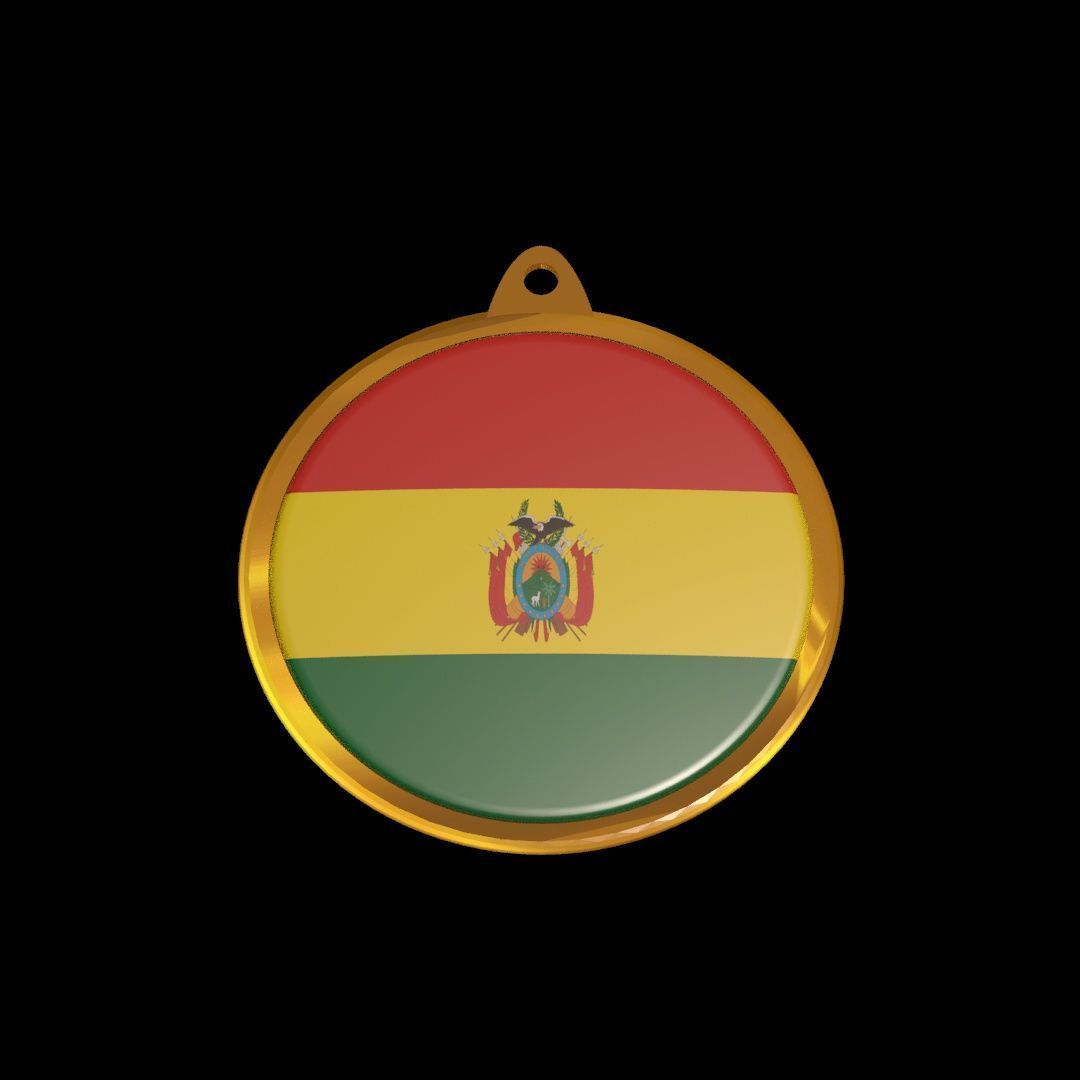 Bolivia Flag Medal Badge 3D model_21