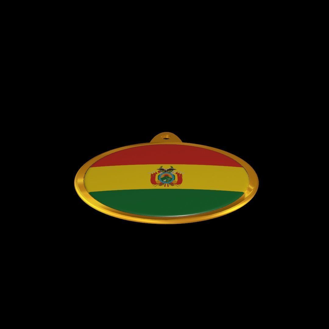 Bolivia Flag Medal Badge 3D model_20