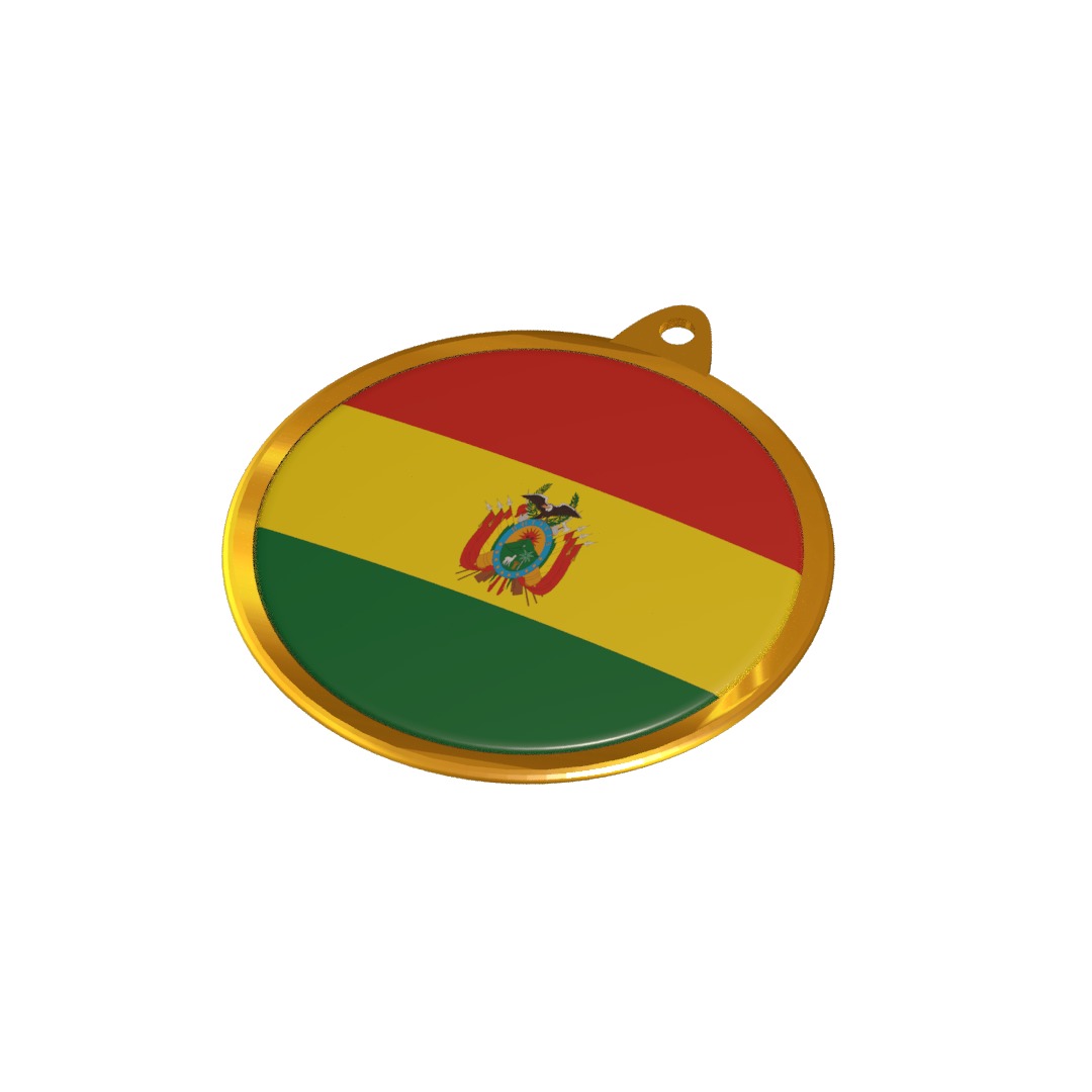 Bolivia Flag Medal Badge 3D model_6