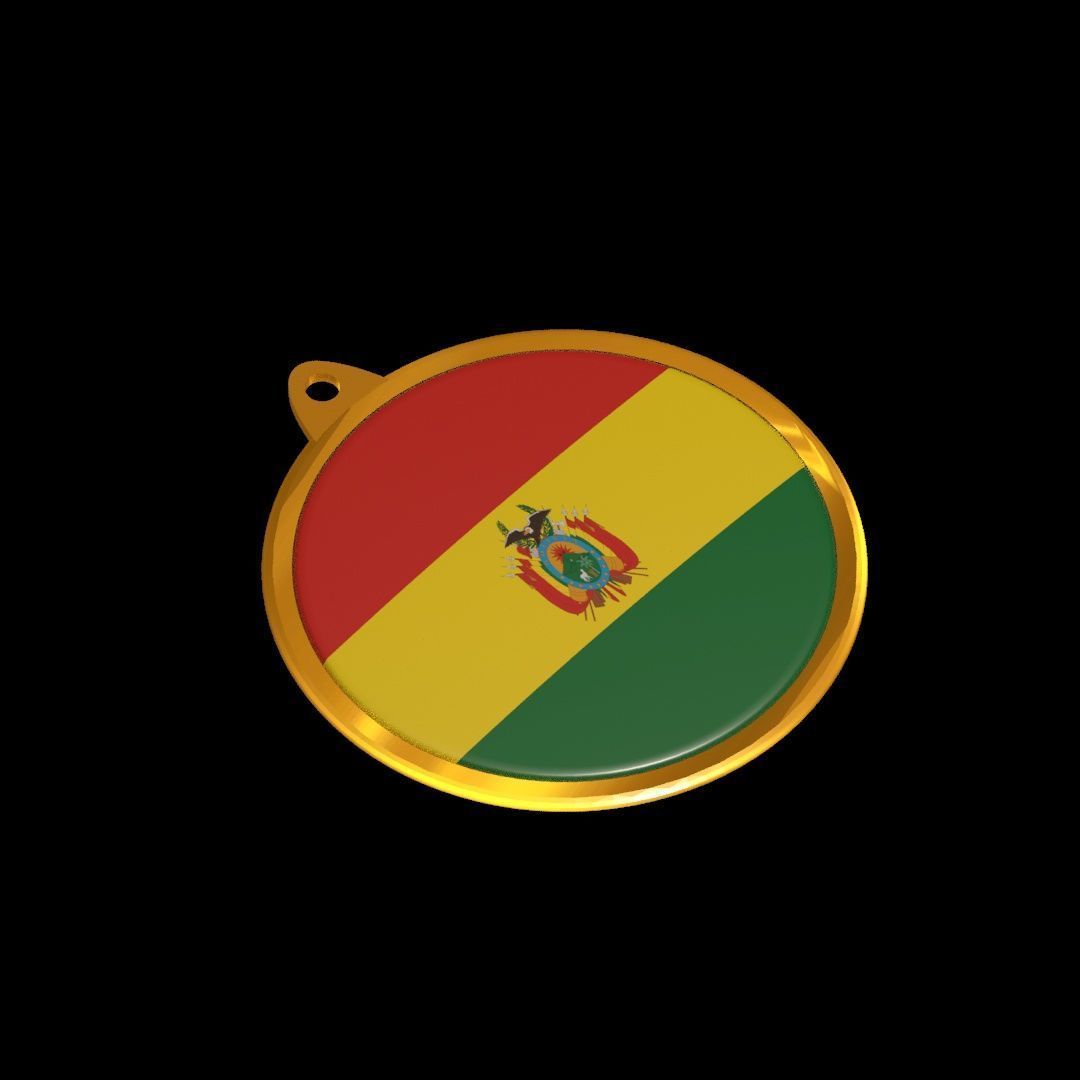 Bolivia Flag Medal Badge 3D model_26