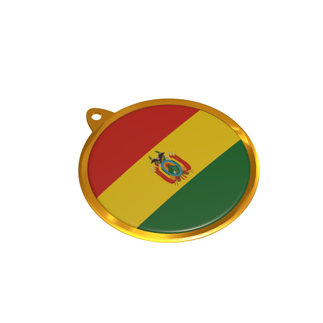Bolivia Flag Medal Badge 3D model_14