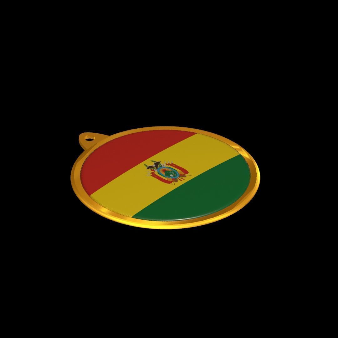 Bolivia Flag Medal Badge 3D model_25