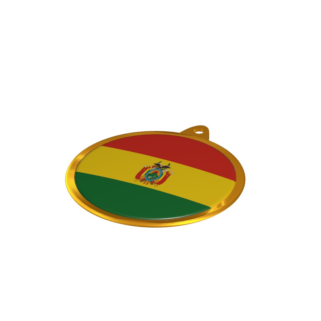 Bolivia Flag Medal Badge 3D model_10