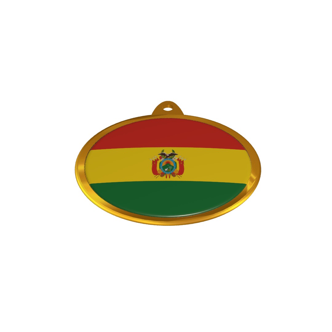 Bolivia Flag Medal Badge 3D model_8