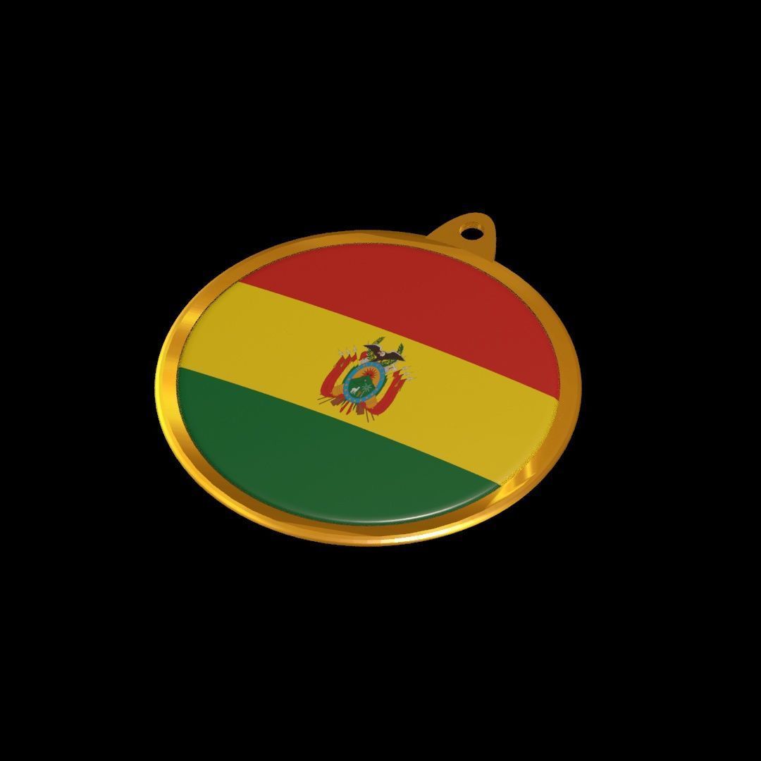 Bolivia Flag Medal Badge 3D model_23
