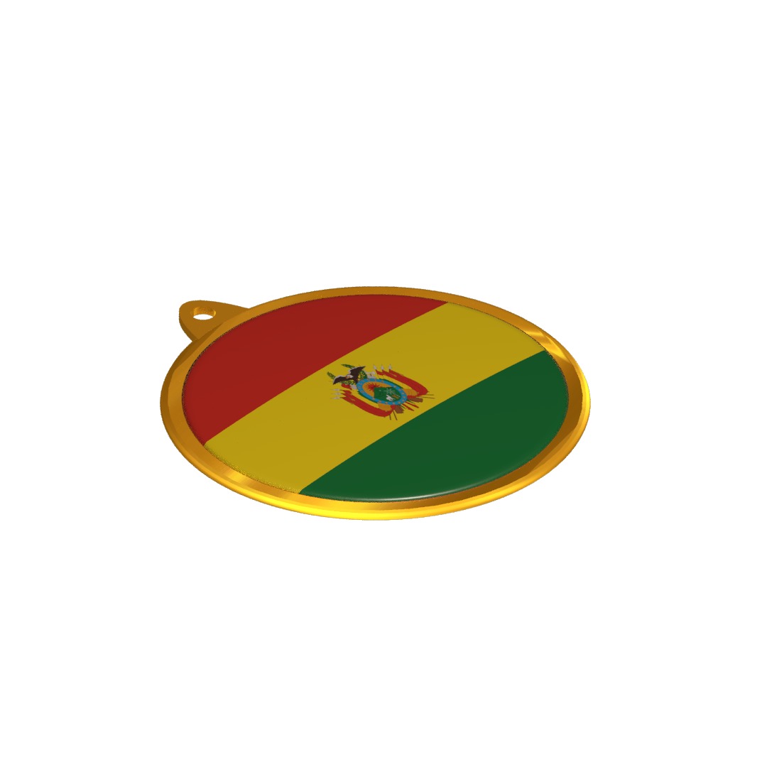 Bolivia Flag Medal Badge 3D model_9