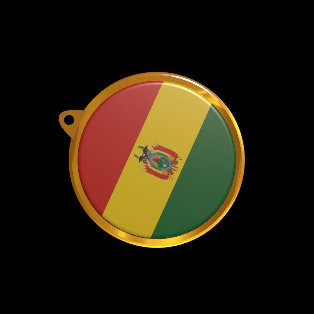 Bolivia Flag Medal Badge 3D model_29