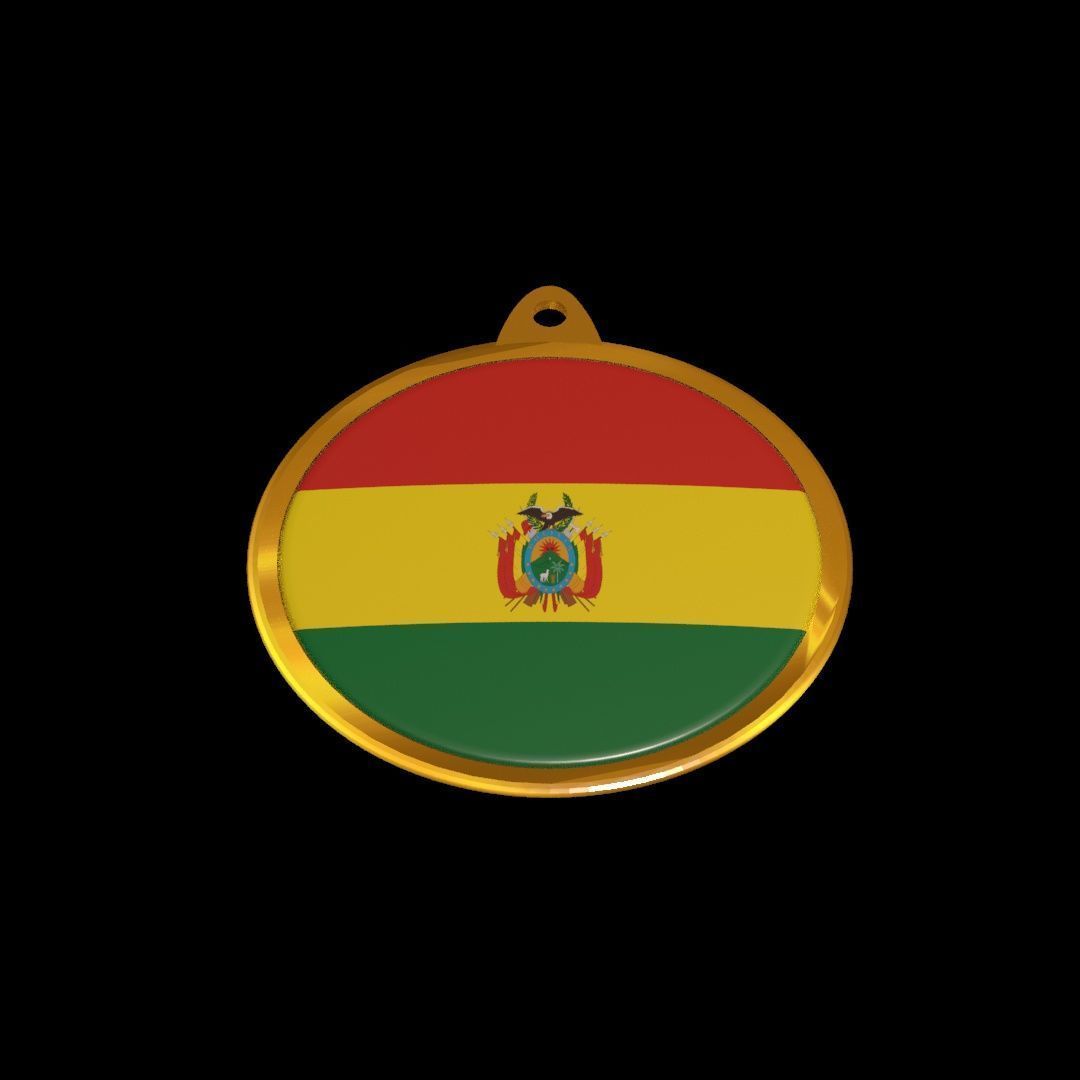 Bolivia Flag Medal Badge 3D model_17