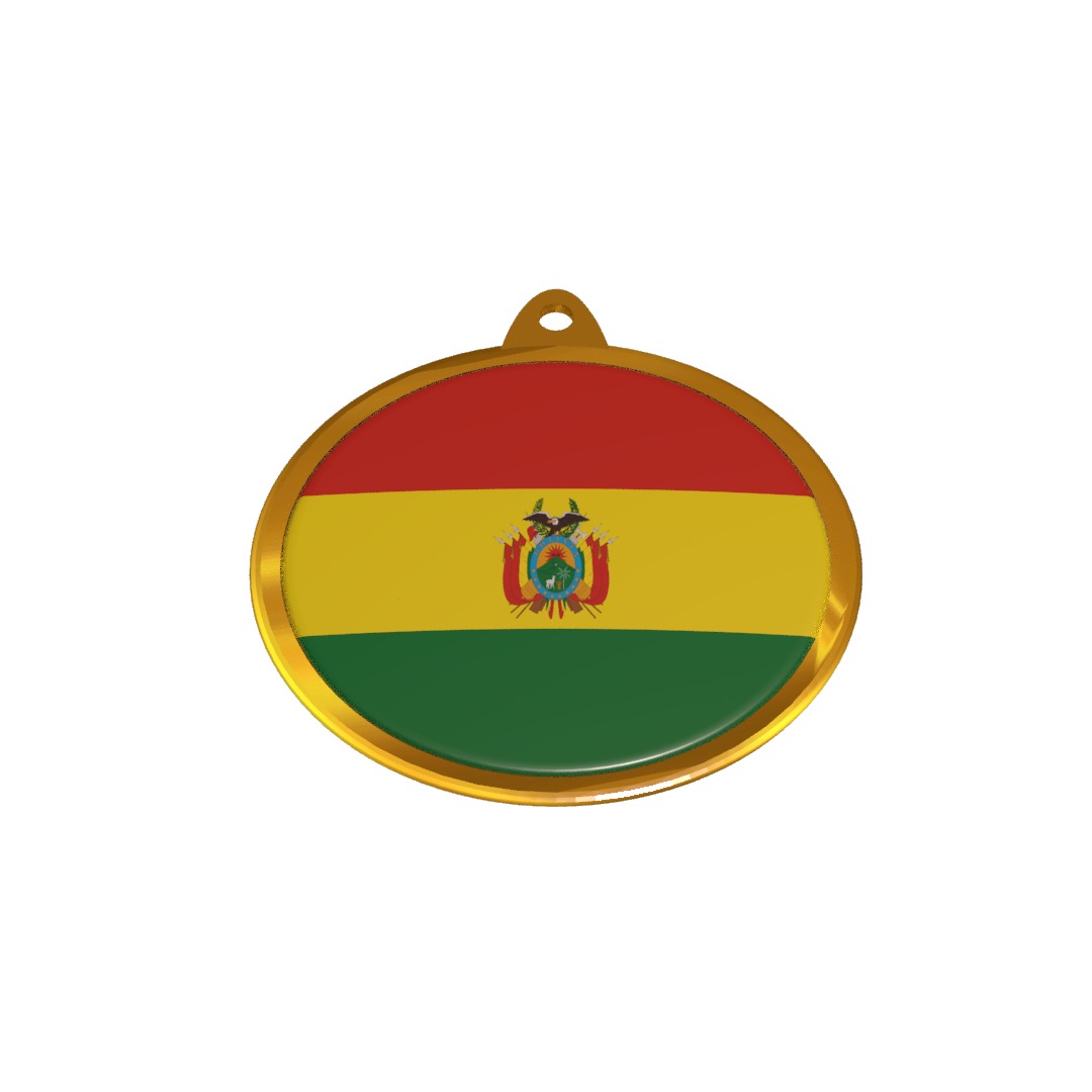 Bolivia Flag Medal Badge 3D model_5