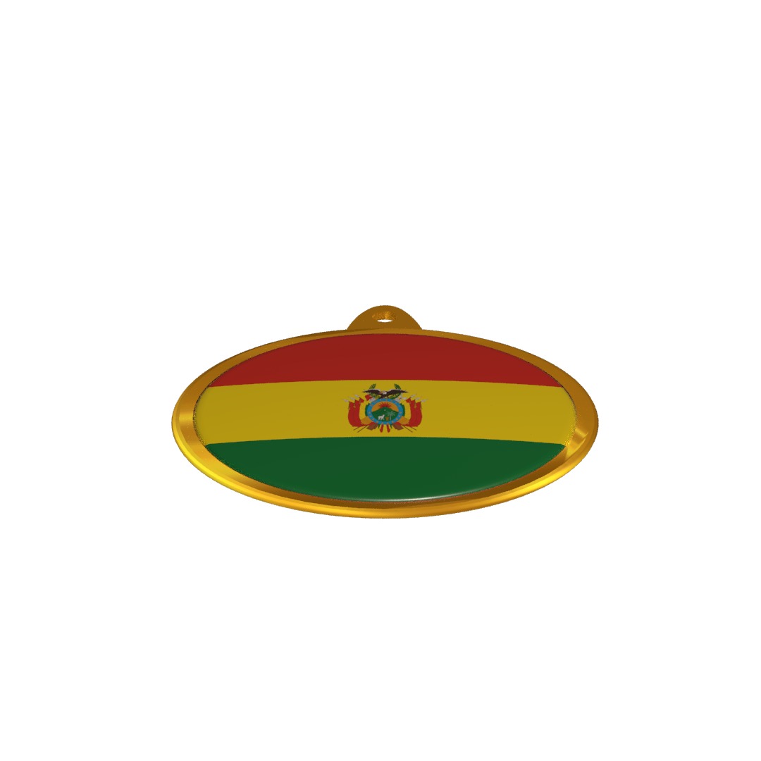 Bolivia Flag Medal Badge 3D model_7