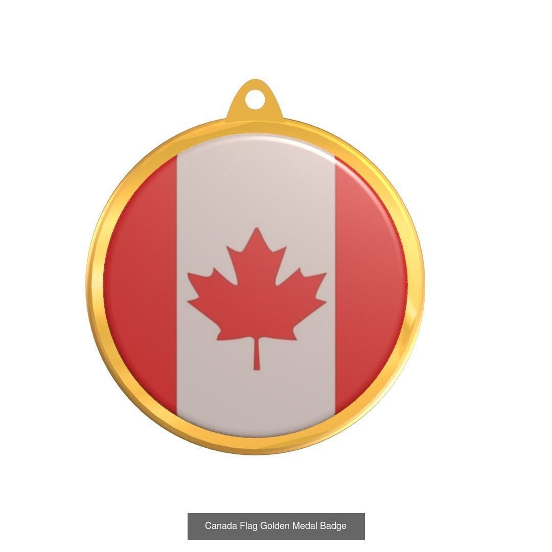 World countries flag medal badge 3D Model Collection_31
