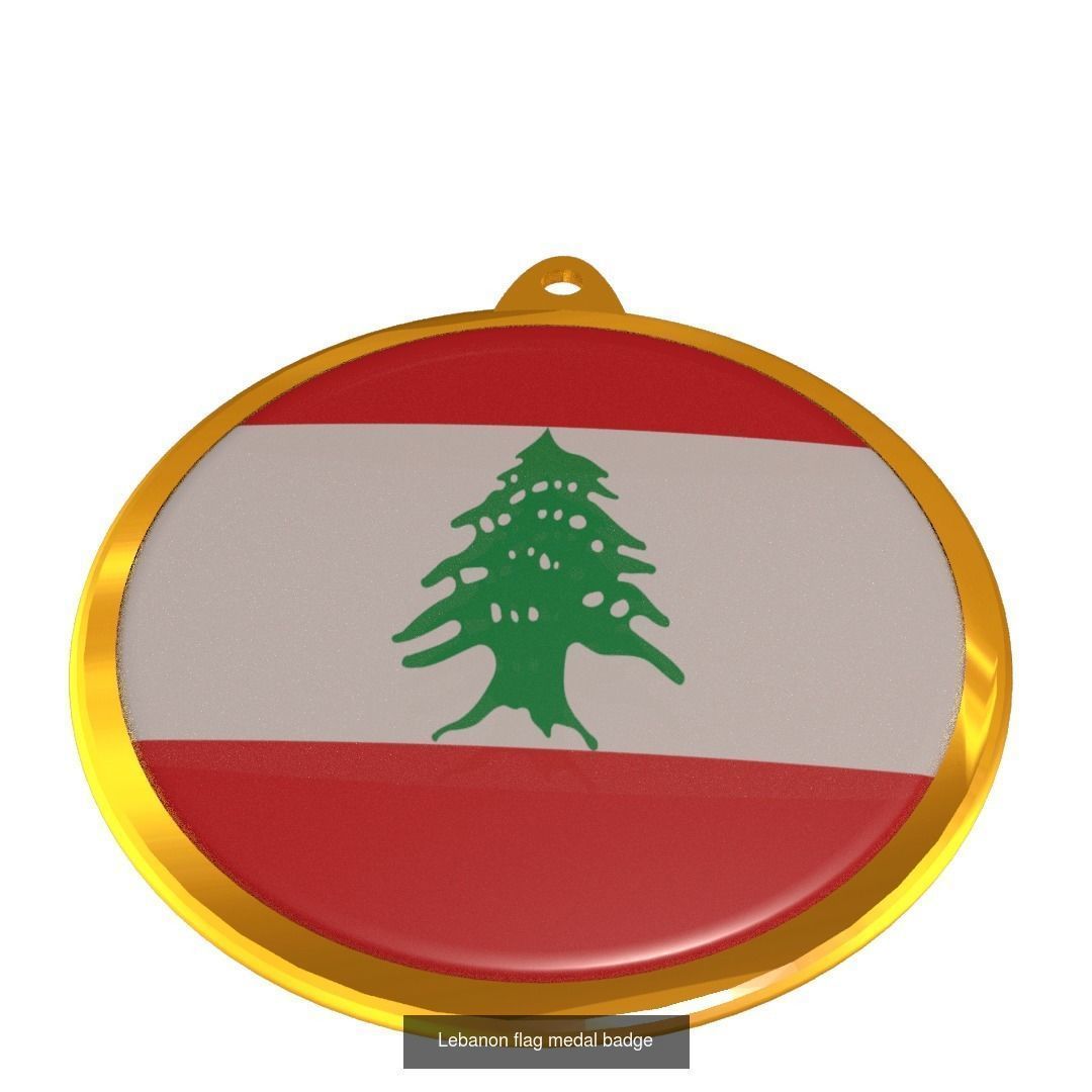 World countries flag medal badge 3D Model Collection_32