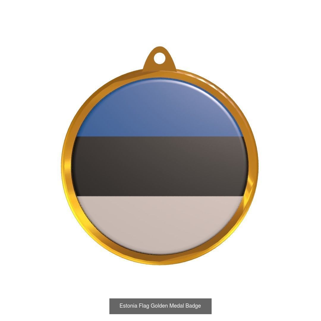 World countries flag medal badge 3D Model Collection_36