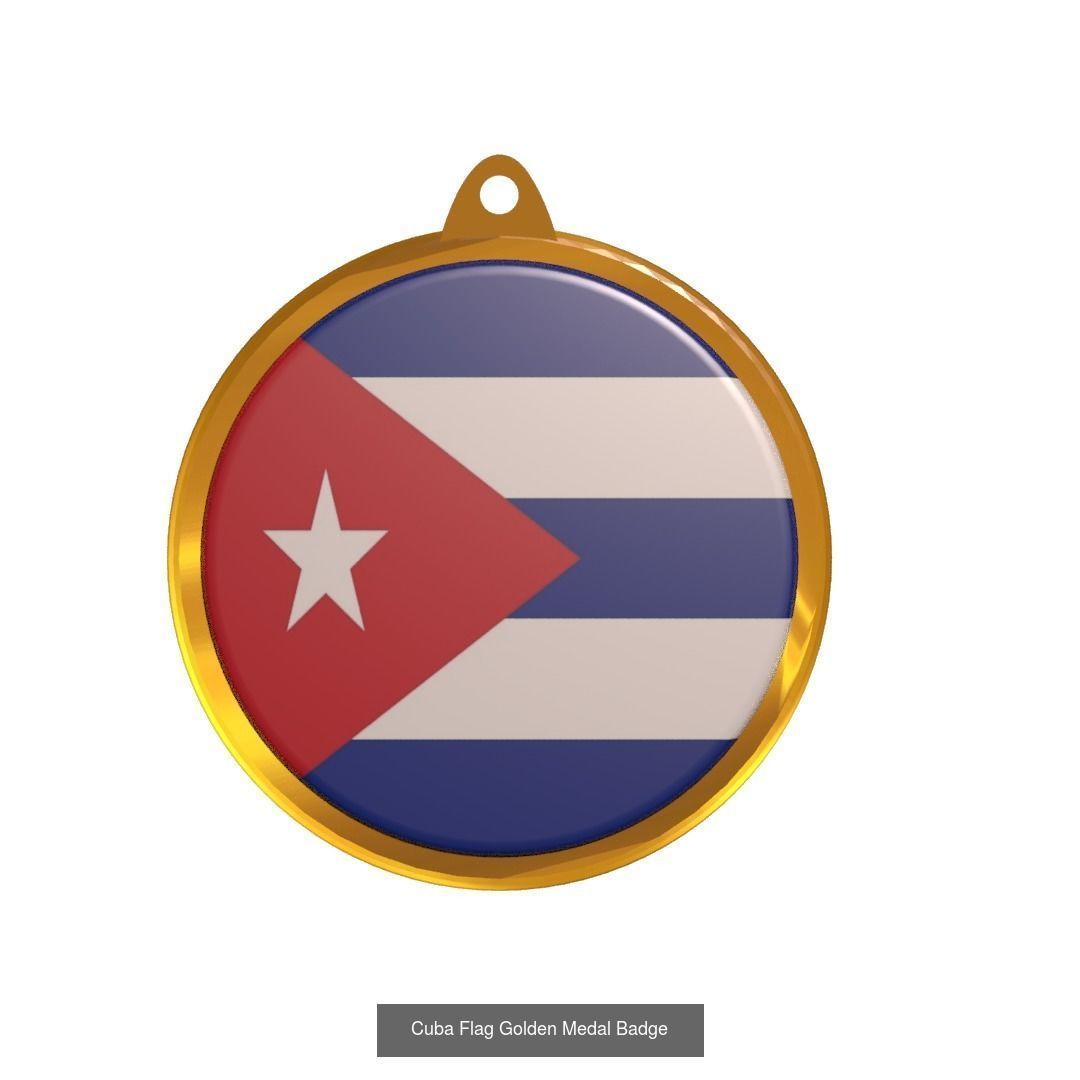 World countries flag medal badge 3D Model Collection_34