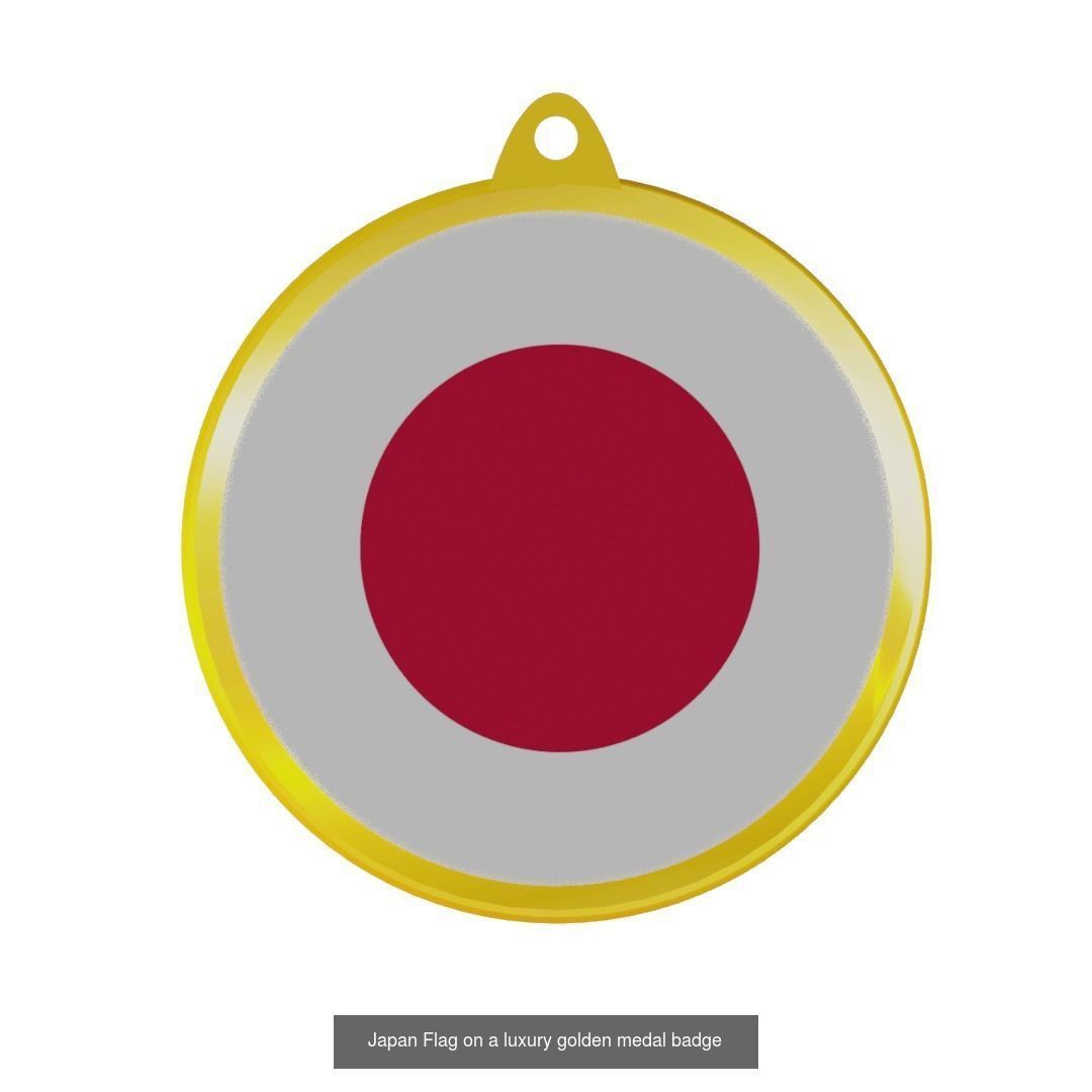 World countries flag medal badge 3D Model Collection_8