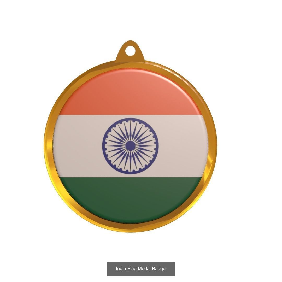 World countries flag medal badge 3D Model Collection_33