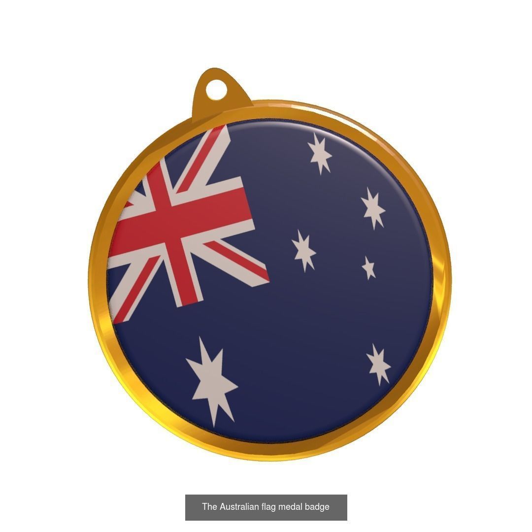 World countries flag medal badge 3D Model Collection_43