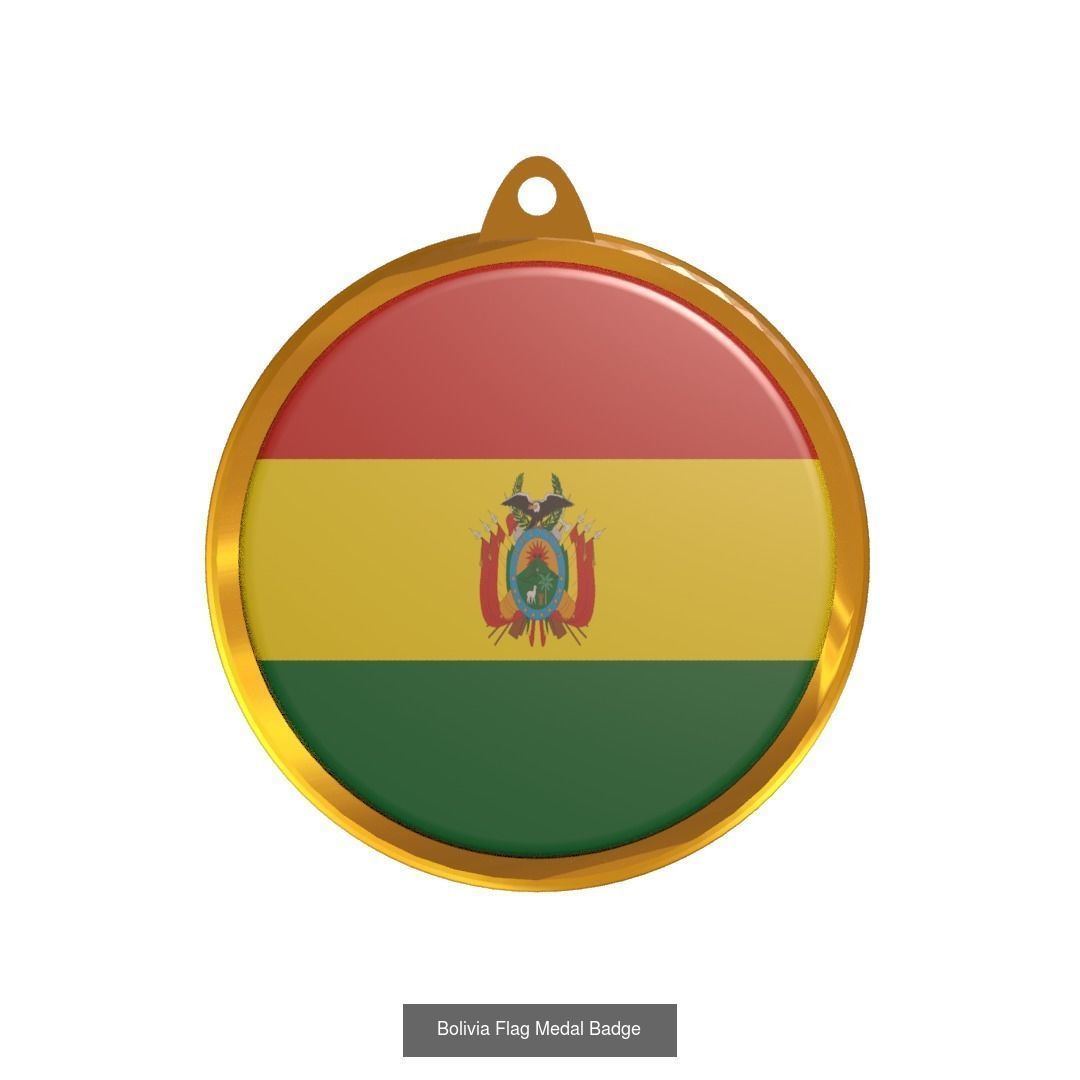 World countries flag medal badge 3D Model Collection_49