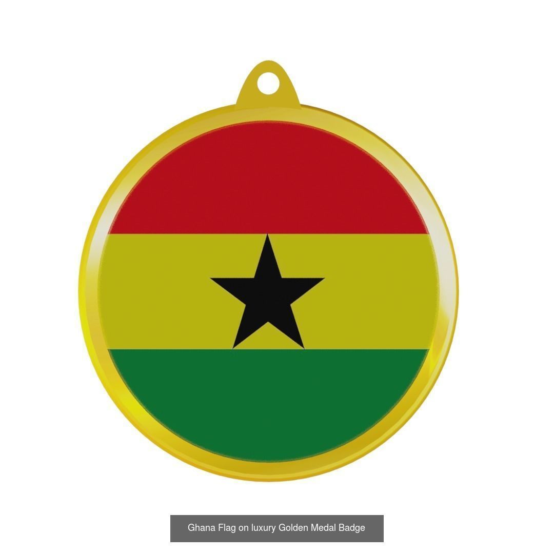 World countries flag medal badge 3D Model Collection_17