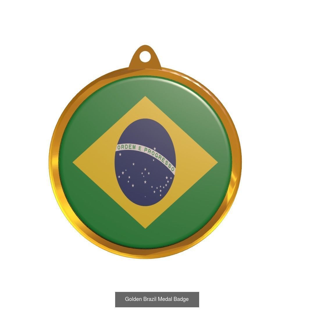 World countries flag medal badge 3D Model Collection_35