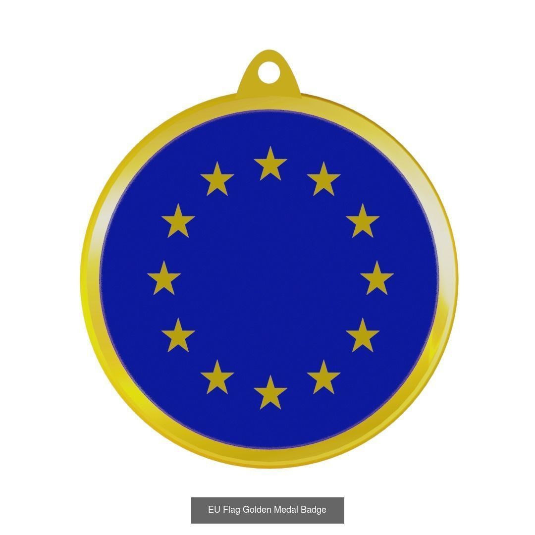 World countries flag medal badge 3D Model Collection_22