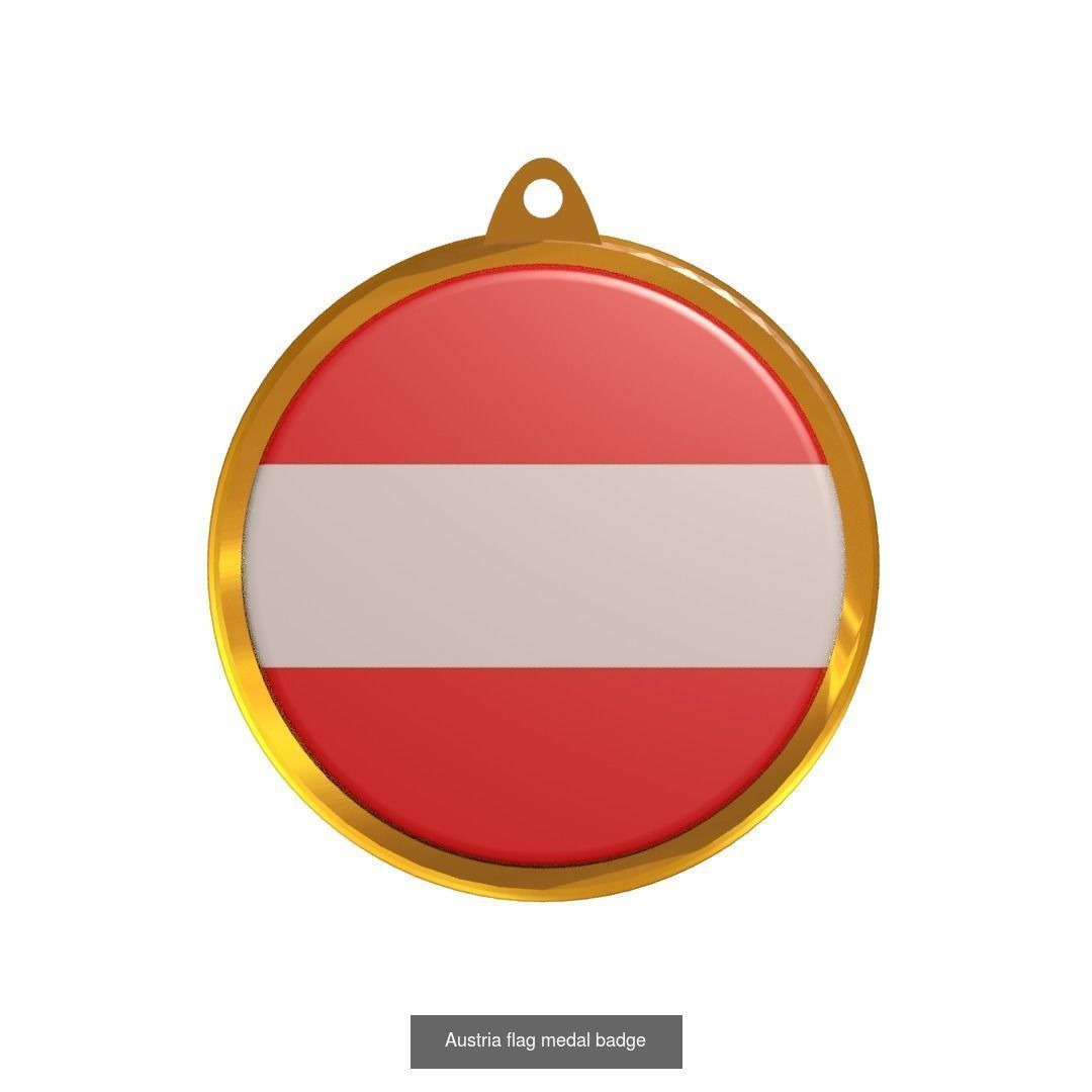 World countries flag medal badge 3D Model Collection_38