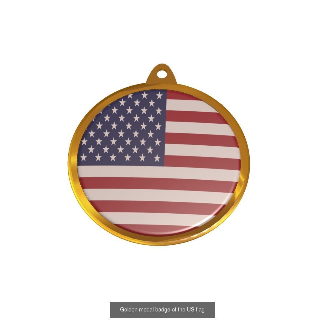 World countries flag medal badge 3D Model Collection_37