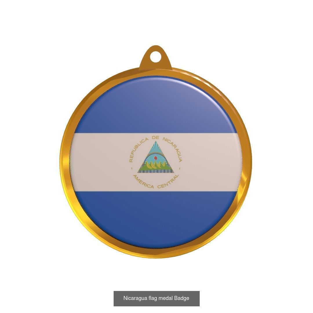 World countries flag medal badge 3D Model Collection_48
