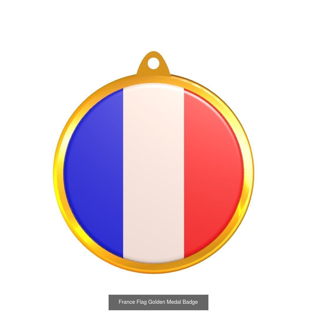 World countries flag medal badge 3D Model Collection_28